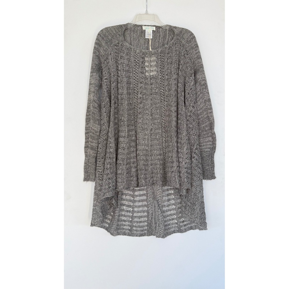 Grace & Lace Gray Open‎ Knit High Low Sweater XS/M Pointelle Layering Top Boho